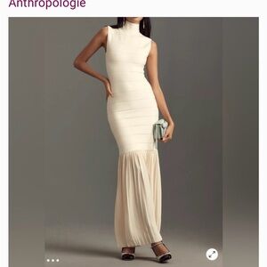 Anthropologie Ivory Sleeveless Maxi Dress